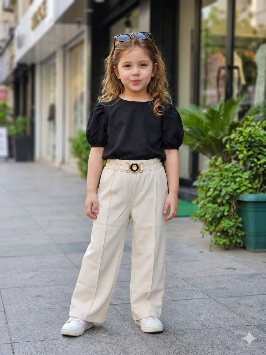 Girls Beige Korean Pant  [ONLY PANT] [GJ-1541] (4-12Years)